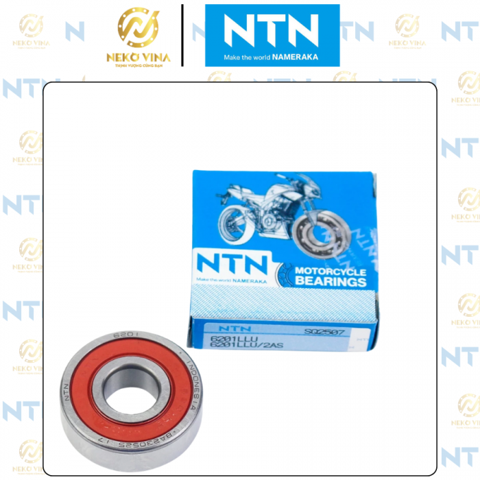 Vòng bi bạc đạn 6201 nắp cao su nhập khẩu chính hãng NTN - Nhật Bản, chất liệu thép cao cấp tinh luyện bền bỉ, giảm ma sát và tiếng ồn, vòng bi dành cho xe máy